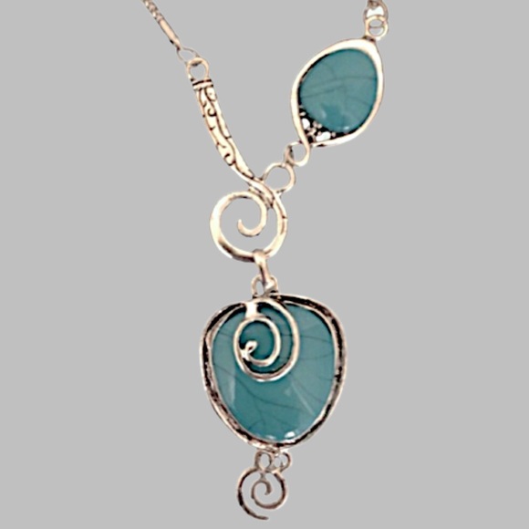 NEW Western Turquoise Silver Pendant Necklace - Picture 3 of 5
